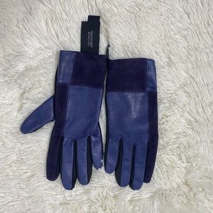 NWOT Lord & Taylor Leather Gloves two tone blue